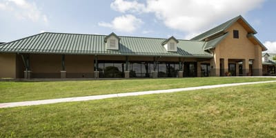 canine center crp Front of Leader Dog's canine development center on a sunny day in summer