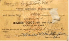 Photo of old Leader Dog identity card