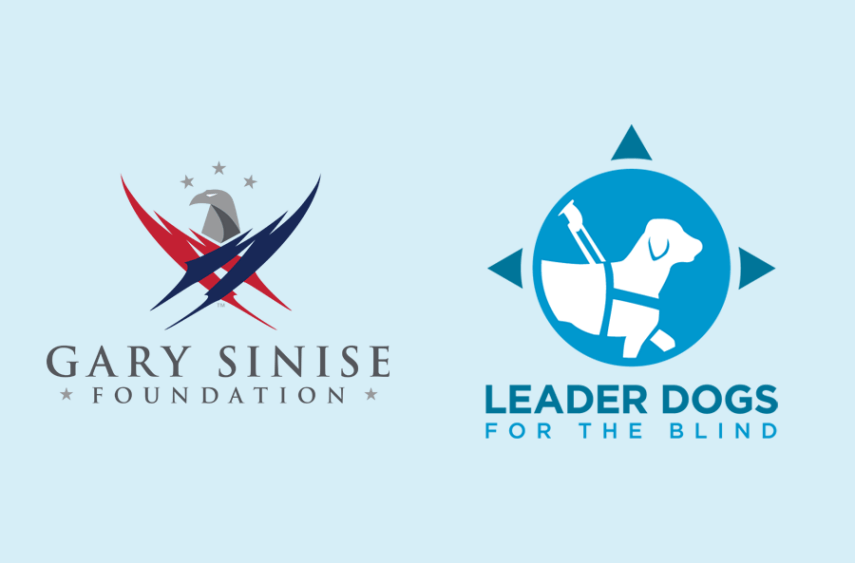 Gary Sinise Foundation and Leader Dog logos side by side