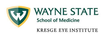 Wayne State University School of Medicine logo and Kresge Eye Institute logo